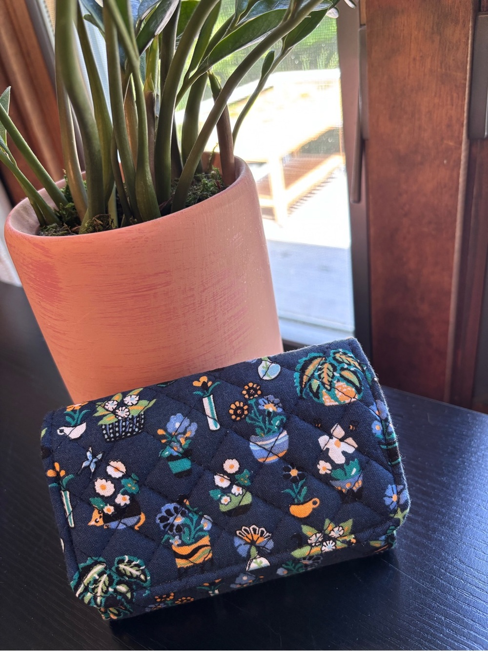 Vera Bradley Quilted Navy Botanical Print Wallet